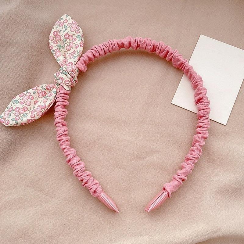 

Ретро Цветы Принт Детская Повязка На Голову Бантик Повязка На Голову Ткань Кроличьи Уши Женщины Девочки Аксессуары Головной Обруч розовый