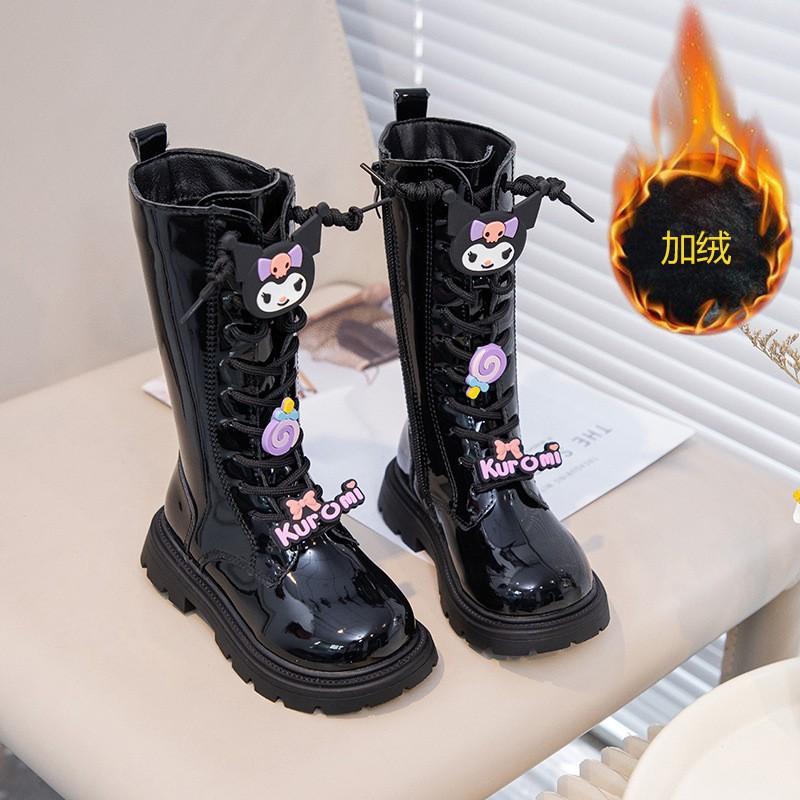 Girls Winter Warm High Calf Boots With Floral Embroidery Side Zipper Princess Style Synthetic Leather Rubber Sole
