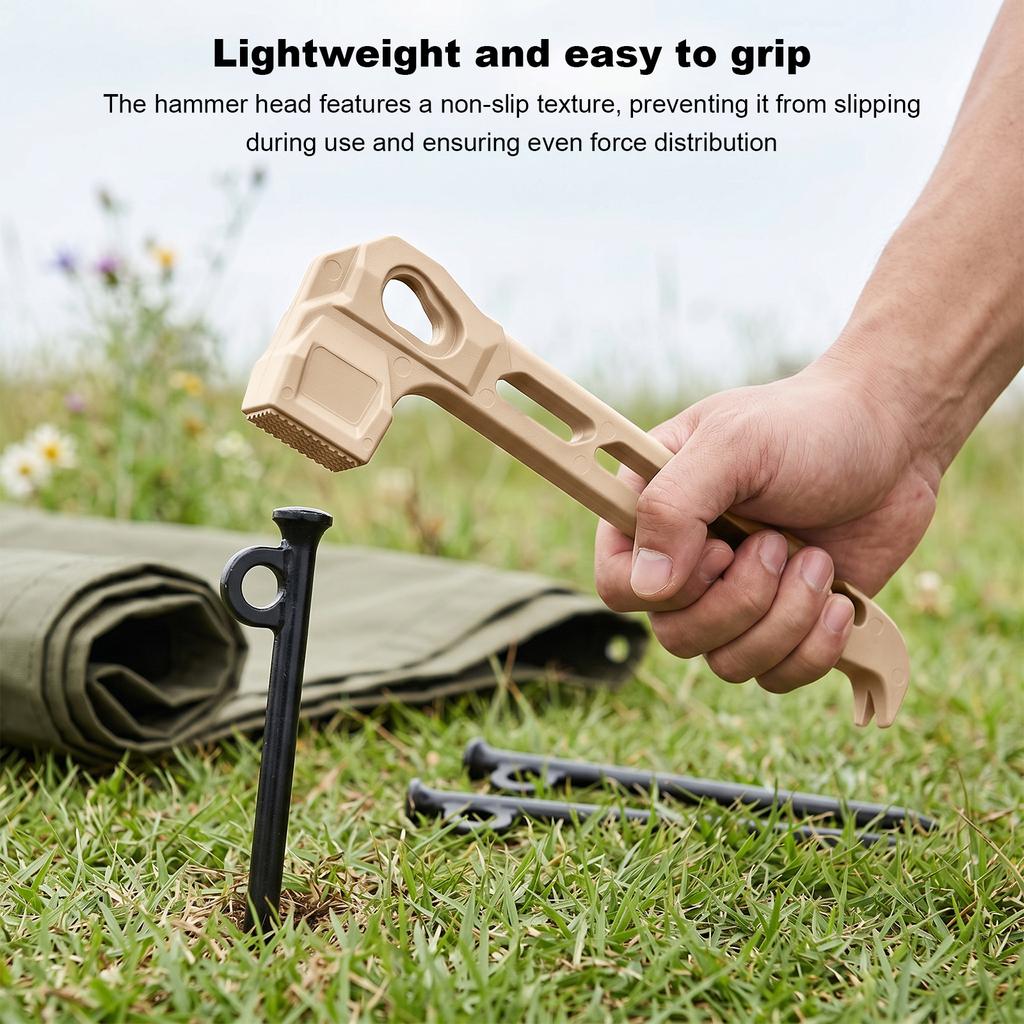 PE Camping Hammer with Stake Puller Hole Tent Stakes Hammer Anti-slip Lightweight for Camping Stakes Tent Pegs Garden