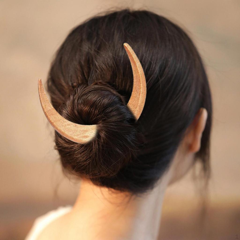 Fork Moon Hairpin Wood Wooden Elegent Efficient Hair Holding Portable Accessories for Parties