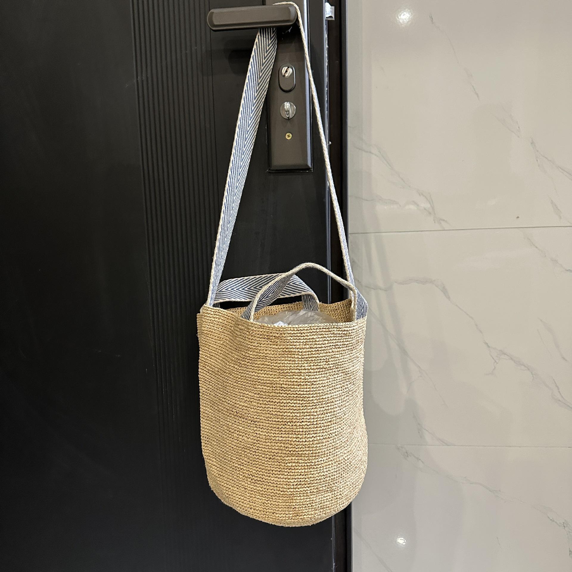 

Летняя соломенная сумка из рафии, большая вместимость, плетеные пляжные сумки для женщин, ручная сумка, богемская ротанговая сумка-тоут, сумка на плечо, дорожная корзина