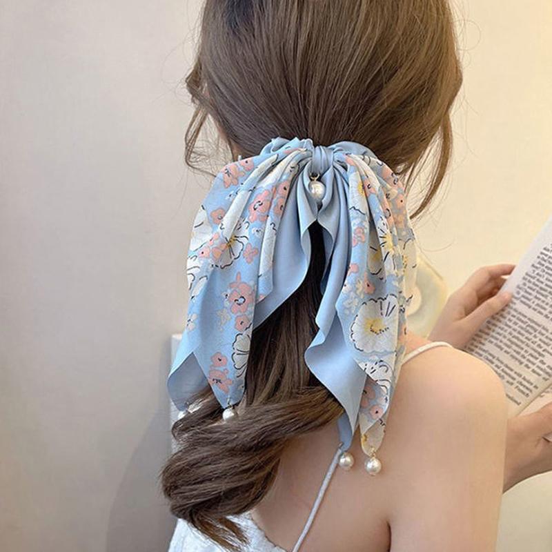 Schleifenknoten Haarband mit Perle Pferdeschwanz Haargummi Haarreif Haargummis