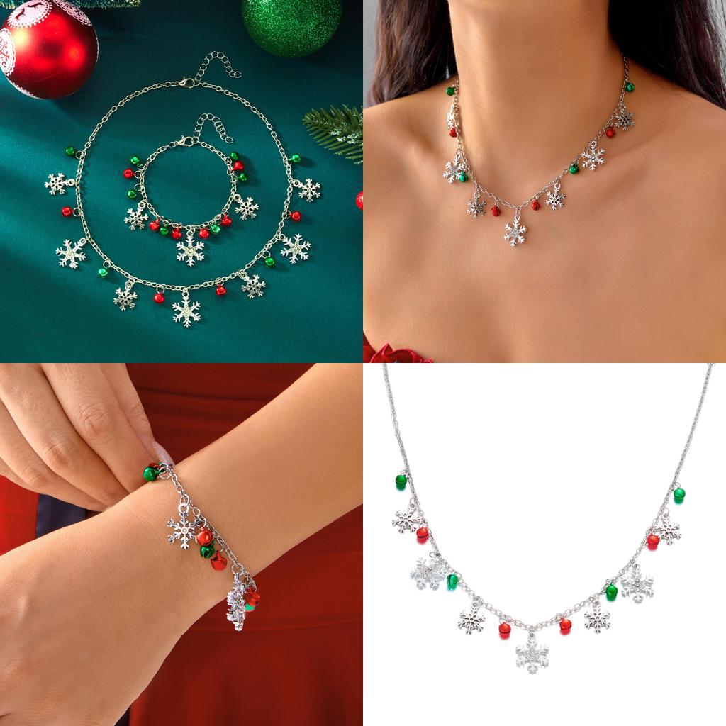 Christmas Bell Pendant Necklace And Bracelet With Alloy Material For Holiday Gift And Celebrations