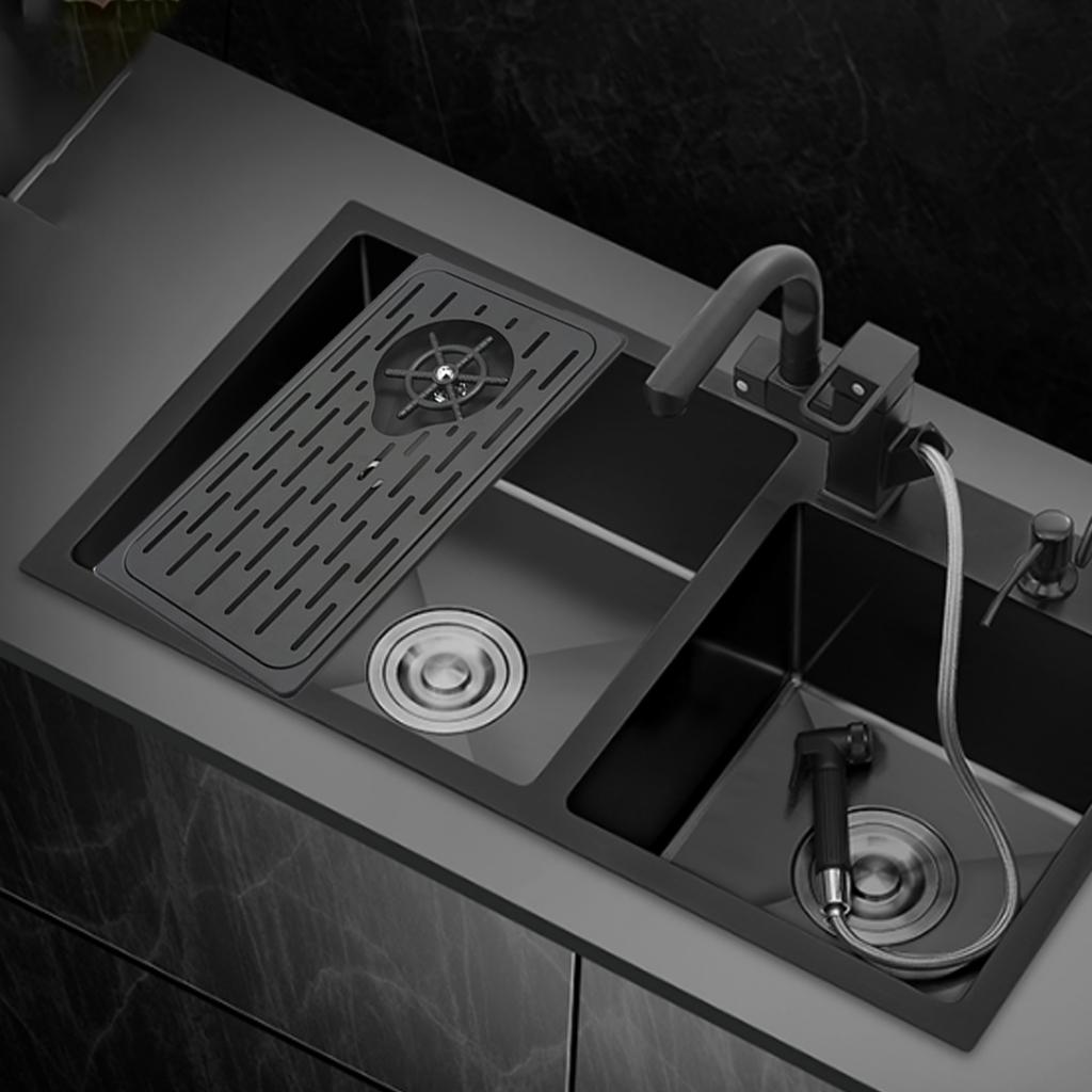 rinser with Drip Tray Sink Accessories for Kitchen - black, 42.5x23x3cm