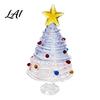 Christmas Table Centerpiece Glazed Tree Figurine Colorful Miniature Xmas Decor Handcrafted Small Ornament for Desk Glass Home Office Holiday