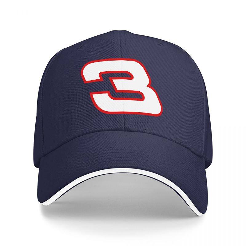 Number Three Black Baseball Cap with Red and White Embroidered Logo Classic Style Adjustable Hat for Unisex and Women