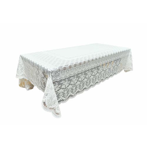 

Water-repellent jacquard lace tablecloth (approx. 140cm x 220cm rectangular, seats 6) (white) 5818-220-WH