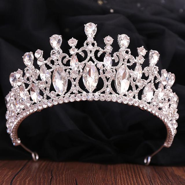 Luxury Gorgeous Red Crystal Wedding Crown Green Tiaras for Women Bridal Hair Jewelry Royal Queen Prom Headdress Bride Accessory