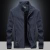 Spring New Men's Outdoor Casual Stand-up Collar Jacket, Youth Large Size Solid Color Elastic Jacket