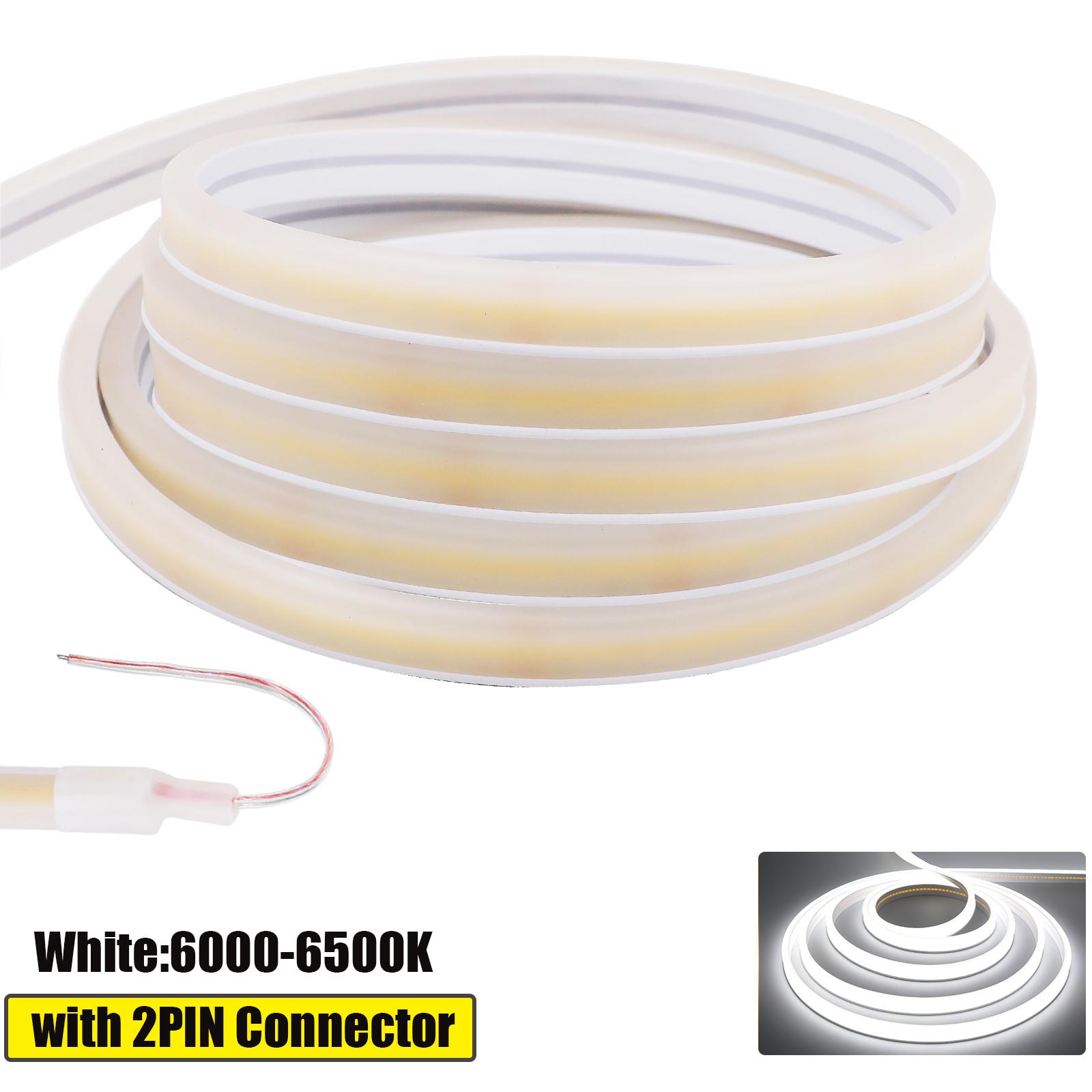 

High Brighter COB Neon Strip 12V 24V IP67 Waterproof 320Leds 3000K 4000K 6000K Home Garden Decor Flexible Ribbon Rope LED Light DC12V 0.5m