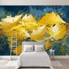Tapeta 3D Złote Liście Tapeta Mural Sztuka Nowoczesna Salon TV Sofa Tło Tapeta Dekoracja Domu