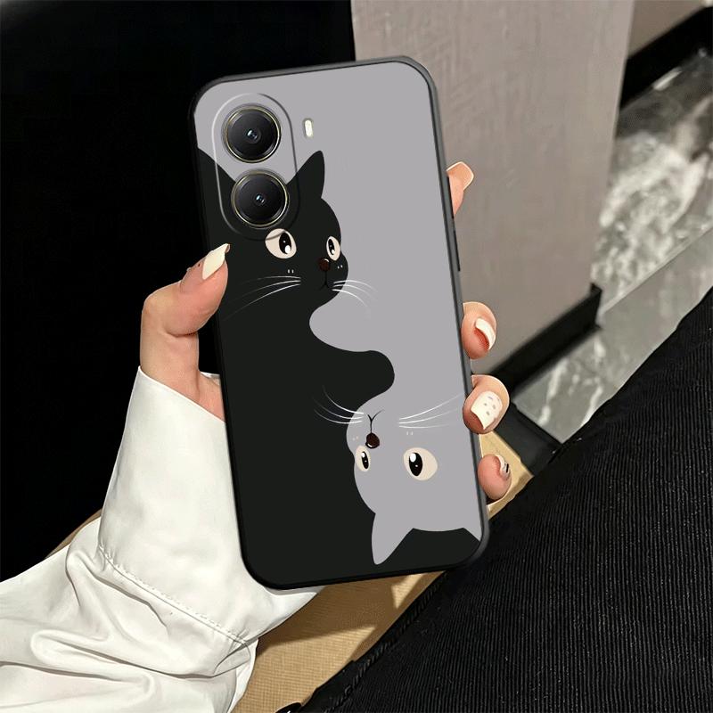 Black Cat Cartoon Cute Soft Phone Case for Xiaomi Poco X5 X6 X7 X8 Pro Max X3 F7 F8 Ultra M8 M7 M6 M5 Redmi 15 15C 14C 13C 12C X