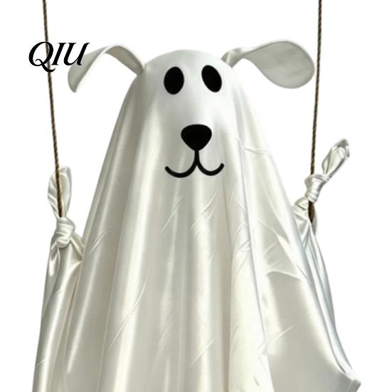 Reusable Halloween Party Decorations Hanging Ghost for Outdoor Decoration, Cute Flying Satin White Festive Atmosphere Decoration Home, Tree,