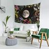 Moonlit Floral Tapestry Full Moon Blossom Motif Bedroom Headboard Wall Hanging Interior Design Style Room Decoration