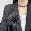 Fabric Lapel Pins Chiffon Feather Mesh Beads Pin Retro Large Flower Brooches