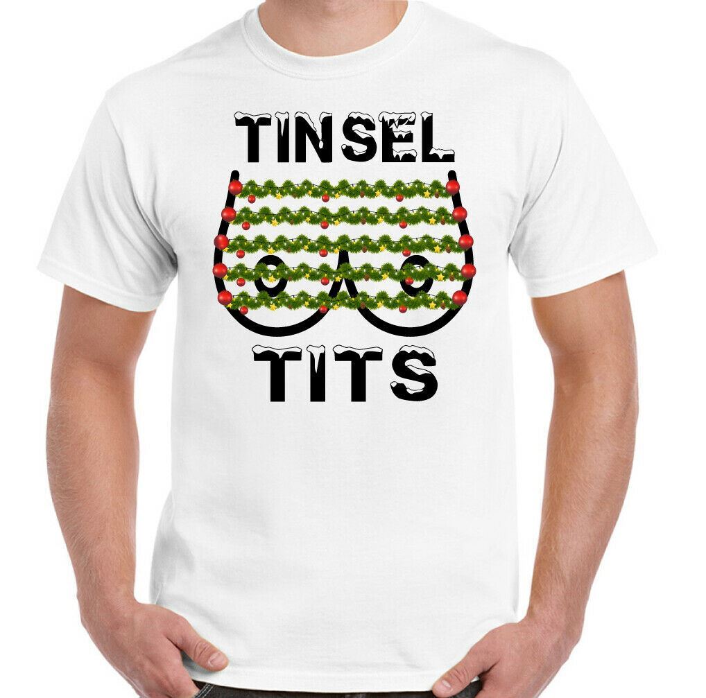 TINSEL TITS-BOOBS T-SHIRT Secret Santa Gift Breasts Offensive Xmas Tee Top Sexy Unisex T-Shirt