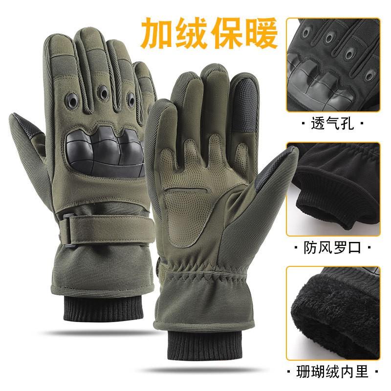 Winter Thermal Tactical Gloves Men Soft Shell Fleece Lined Full Finger Touchscreen Outdoor Cycling Cold Weather Protection