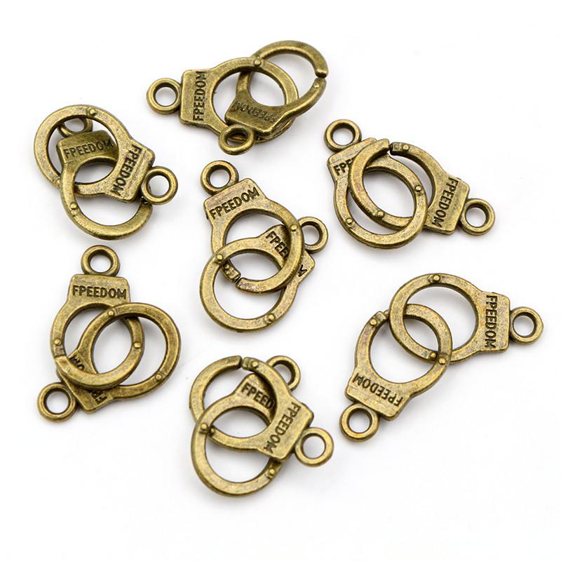 10pcs Charms Handcuffs Freedom 30x10mm 42x15mm Making Pendant fit,Vintage Bronze Tibetan Silver color,DIY Jewelry Supplies