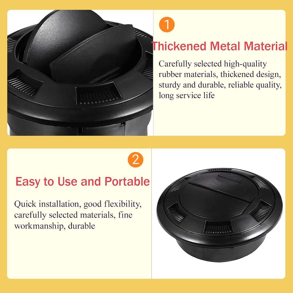 75mm RV Vent Covers, Dashboard Air Conditioning Deflector, Side Roof Air Black Vent Outlet, Mount Round Louvered Dash Vent Exhaust Grille Universal