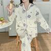 Damen Cartoon Baumwollpyjama Set - Warm und stilvoll für Herbst/Winter