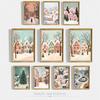 Modern Cute Pink Christmas Cozy Winter Village Town Poster Celebrate Festival Canvas Wall Art Farmhouse Room Home Decor