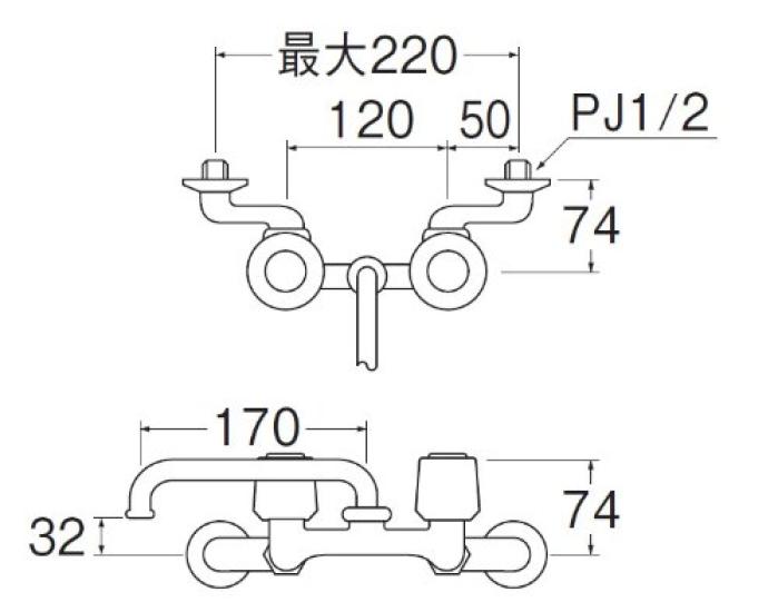 Sanei Faucet Fittings Mixer Tap K21-LHTwo-Valve