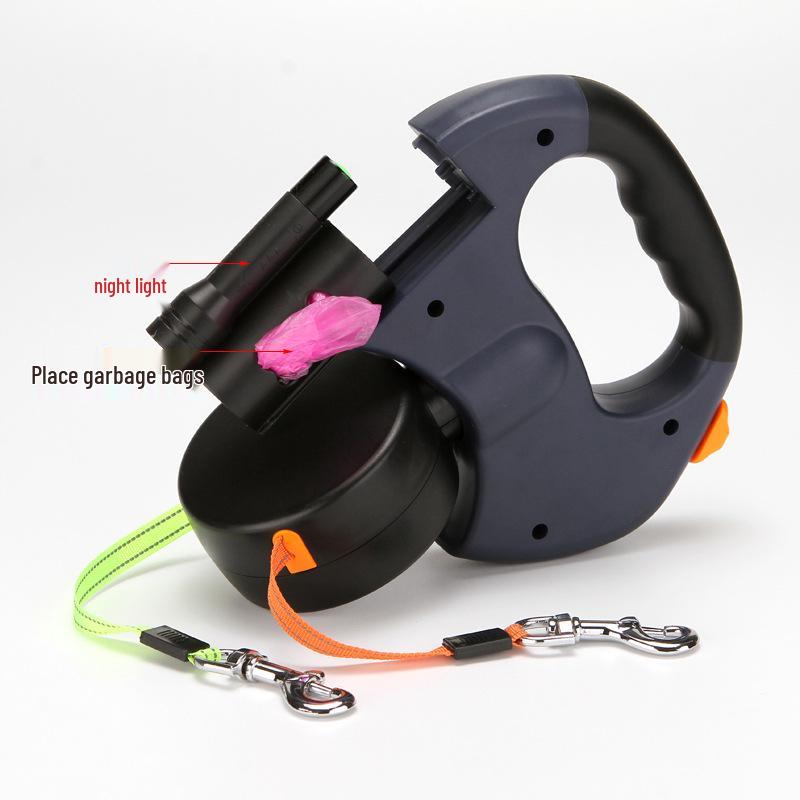 Multicolor Reflective Double Dog Leash Retractable