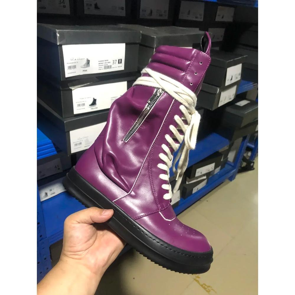 

Rick Vintage High Top Boots Men‘s Motorcycle Boots Top Quality Real Leather Brand Zipper Long Boots Women Pocket Calf Boots 39