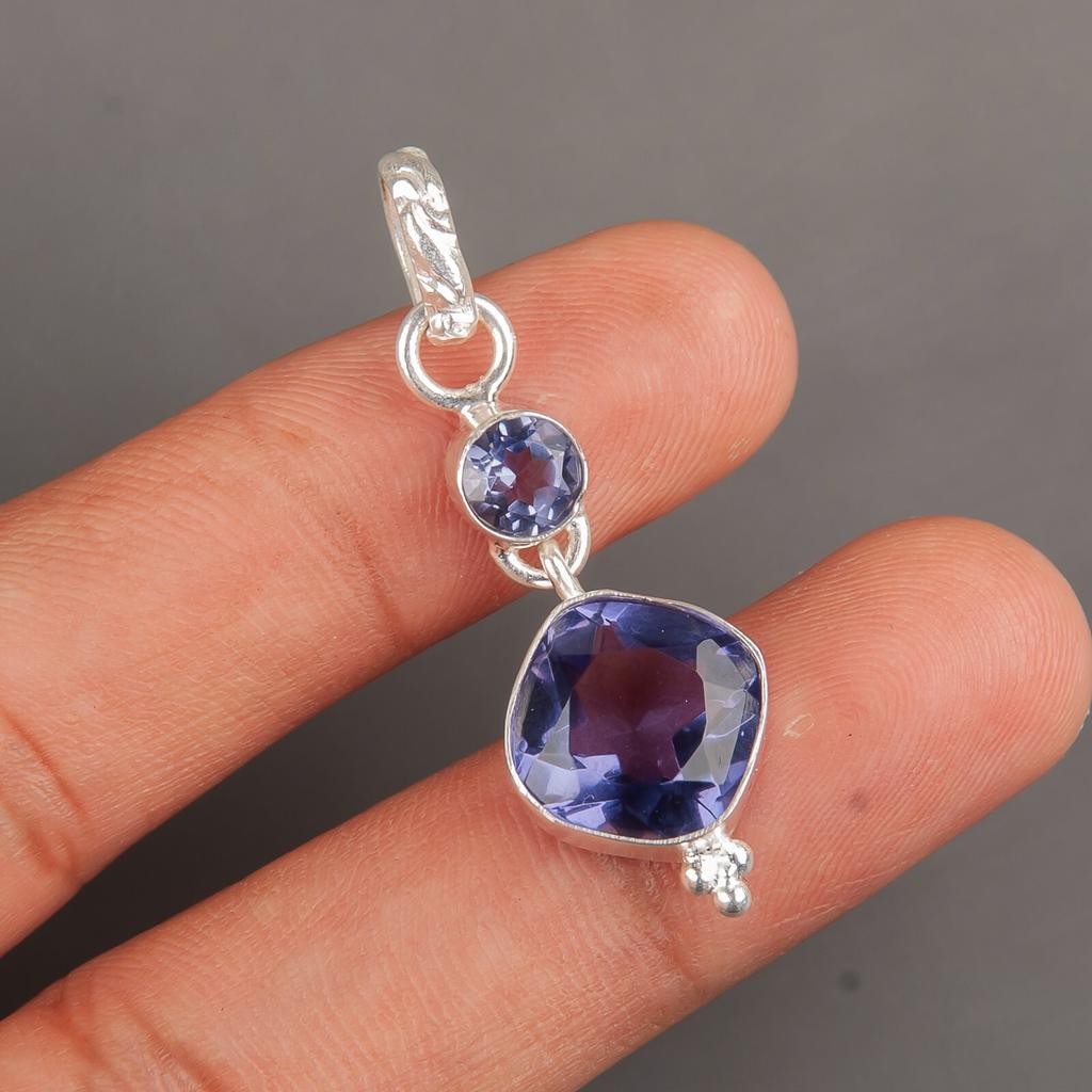 Iolith Edelstein 925 Sterlingsilber Schmuck Handgefertigter Anhänger 1,60" Geschenk für Sie PP-9-3