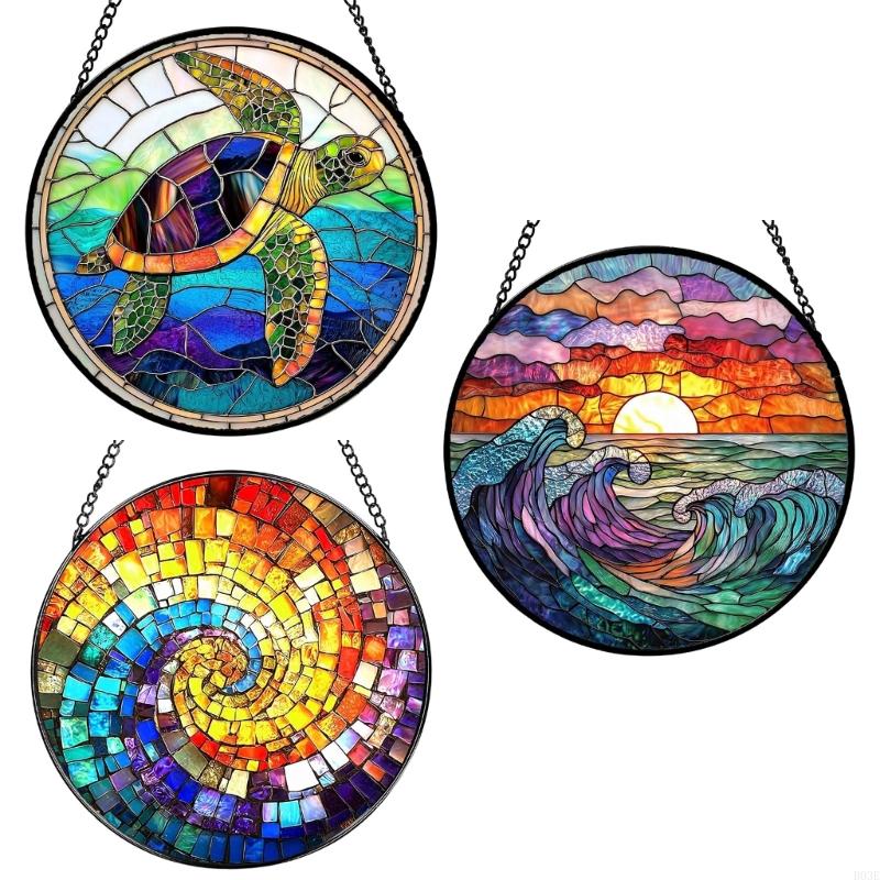 Colorful Glass Hanging Decorative Item Sun Catcher Glass Texture Suitable for Creates Colorful Effects in Various Room B03E