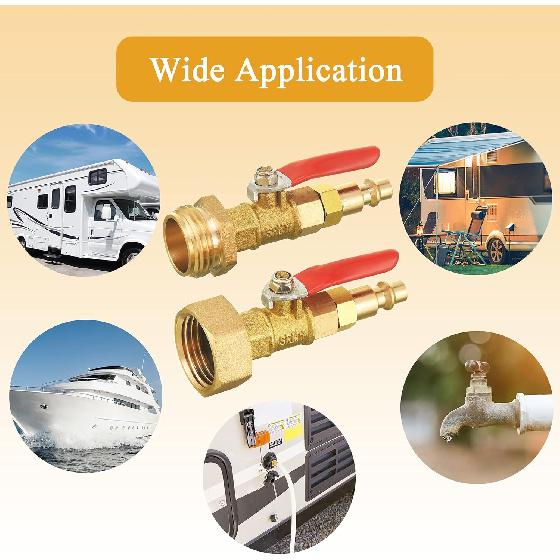 M MINGLE RV Winterize Blowout Adapter Kit 4 PCS With 1/4" Quick Connect Plug And 3/4" Garden Water Hose Threading, Winterize Quick Adapter With Ball