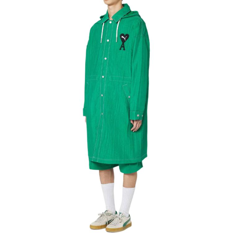Puma X Ami Paris Co-Branded Leichte Lange Kapuzenjacke Mit Herzlogo Herren Oberbekleidung Hellgrün 534064-96