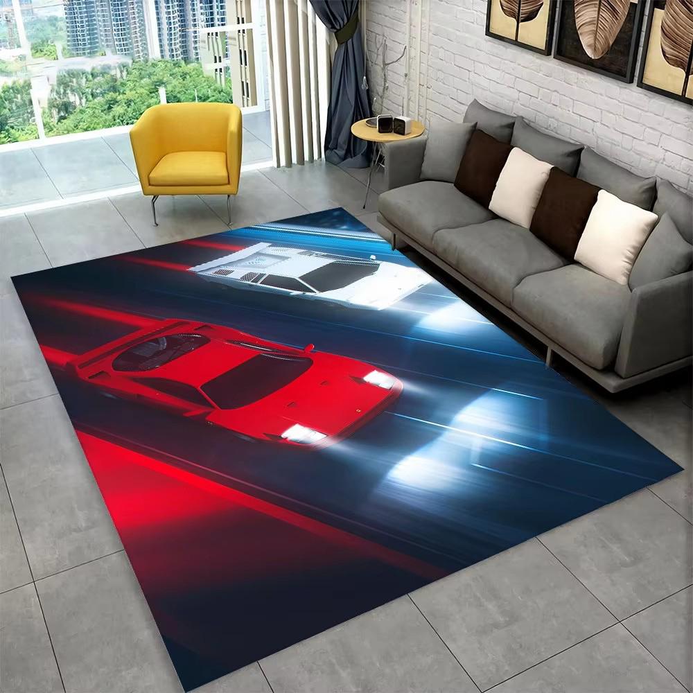 Racing Sports Car Area Rug Large,Carpet Rug for Home Living Room Bedroom Sofa Doormat Decor,Kid Paly Kitchen Non-slip Floor Mat