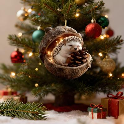 Cozy Forest Acorn Ornaments 2D Acrylic Animal Hanging Decor for Christmas Tree Woodland Theme Party Home Decoration