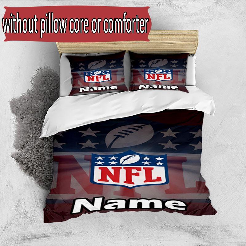 3pcs Duvet Cover Set (1*Duvet Cover + 2*Pillowcase, Without Core), Custom Name NFL Pattern Bedding Set, Home Bedroom Decor Gift