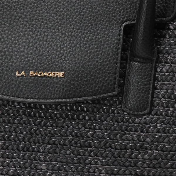 Labagagerie Tote Bag, Flap Basket Tote Bag B007102, Ivory (33)