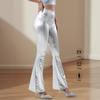 Women's Gold-embossed Cropped Pants Trendy Casual Silver Flared Long Pants