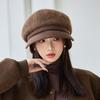 Autumn and Winter Hats for Women's Metal Label Beret Casual Fashion Versatile Painter Hat British Style Warm Hat