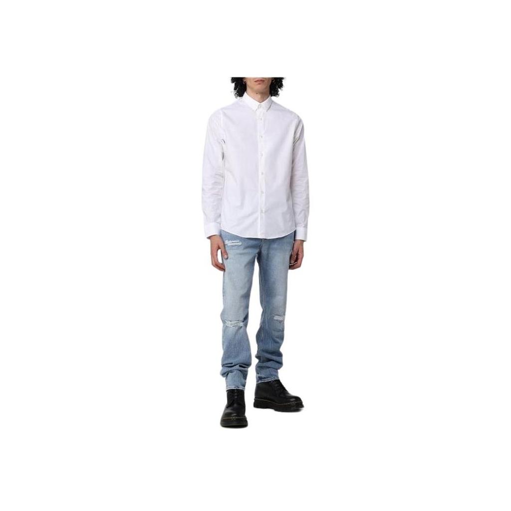 Calvin Klein Stand Collar Button Down Long Sleeve Shirt Men Shirts White J319065-YAF