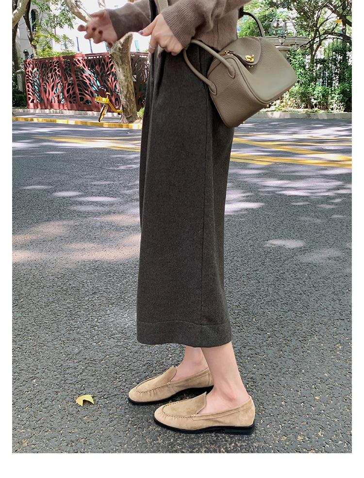 Super soft lambskin loafers women's genuine leather retro not tired feet soft sole flat sole single shoes one pedal lazy small leather shoes