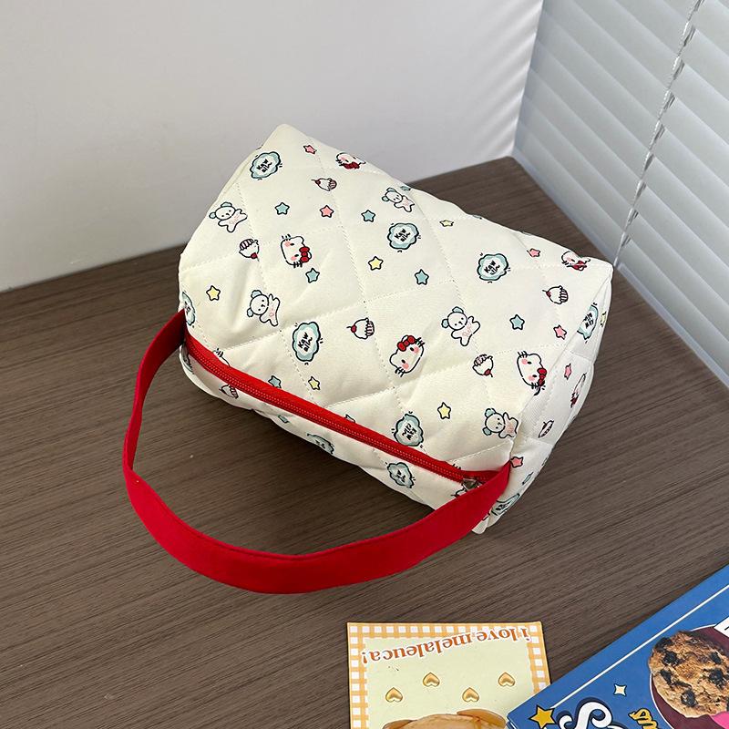 Portable Makeup Bag Cosmetics Organizer Bag with Handle Cute Handbag Fashion Toiletry Bag Travel Make Up Storage Bag Zipper