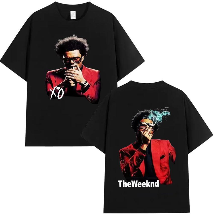 Popový zpěvák Umělec The Weeknd Oboustranný potisk Tričko Pánské oblečení Tričko Estetické Bavlněné Tričko Krátký rukáv Volné Pohodlné Tričko