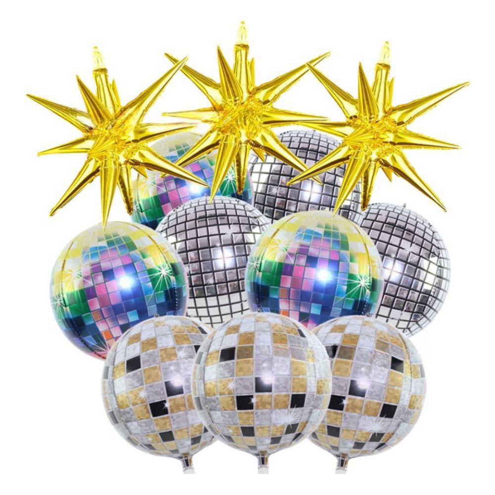 12 PCS Large Disco Style Balloons 22 Inch 4D Ball Balloon  80s Disco Theme Party