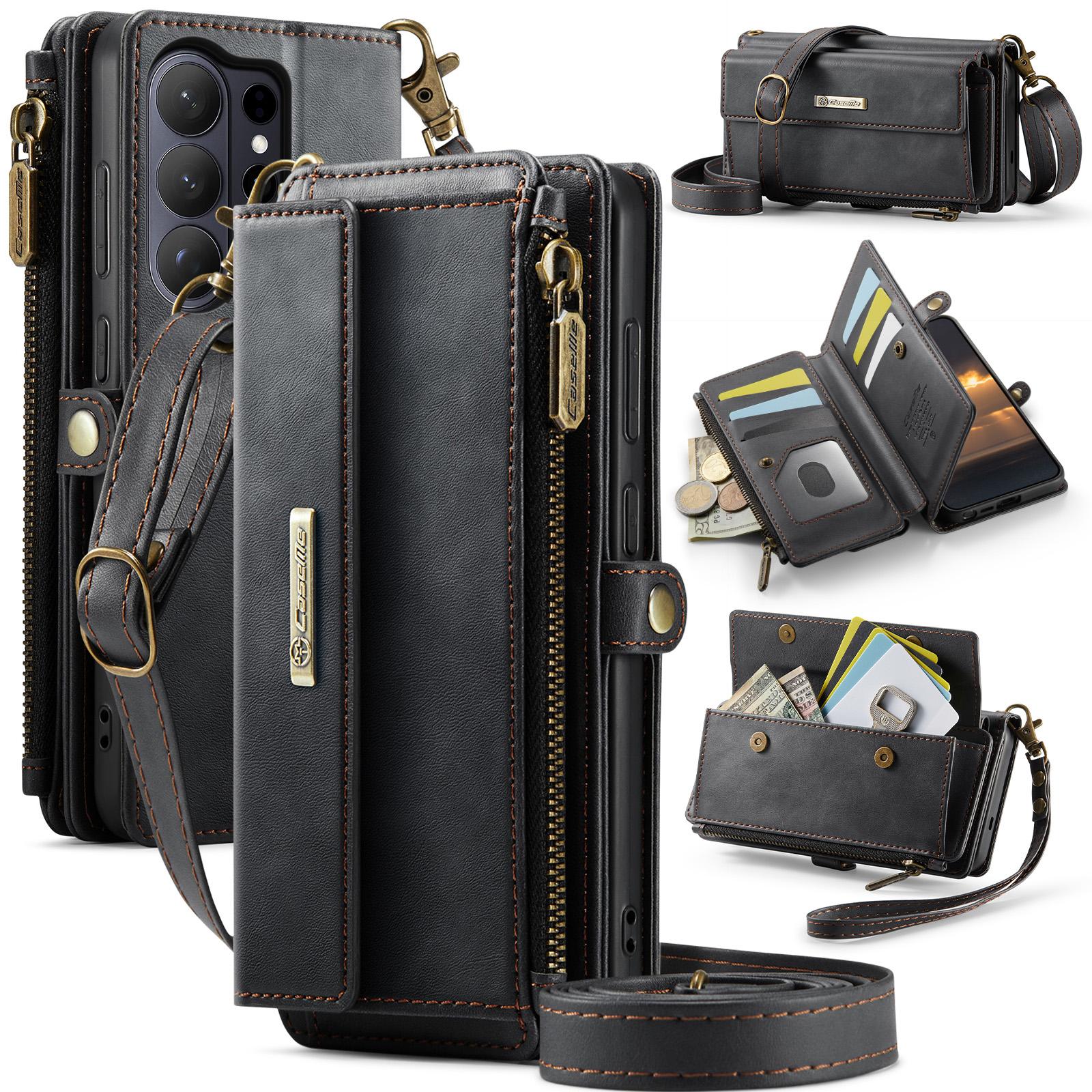 

For Samsung Galaxy S26 Ultra Case CASEME C39 RFID Blocking Zipper Wallet Stand Leather Cover with Strap