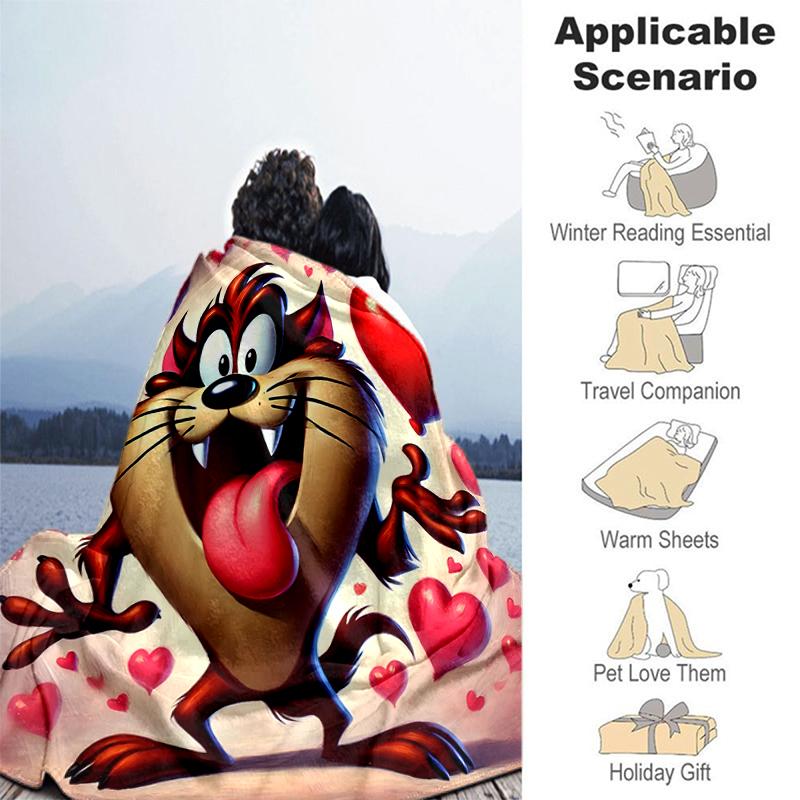 1pc Blanket Taz Mania Print Design, Lightweight Blanket for Sofa, Bed- Soft &Warm, Gift for All Seasons like Christmas, Halloween