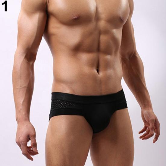 Men's Sexy Mesh Modal Triangle Underwear Fashion Breathable Briefs Underpants