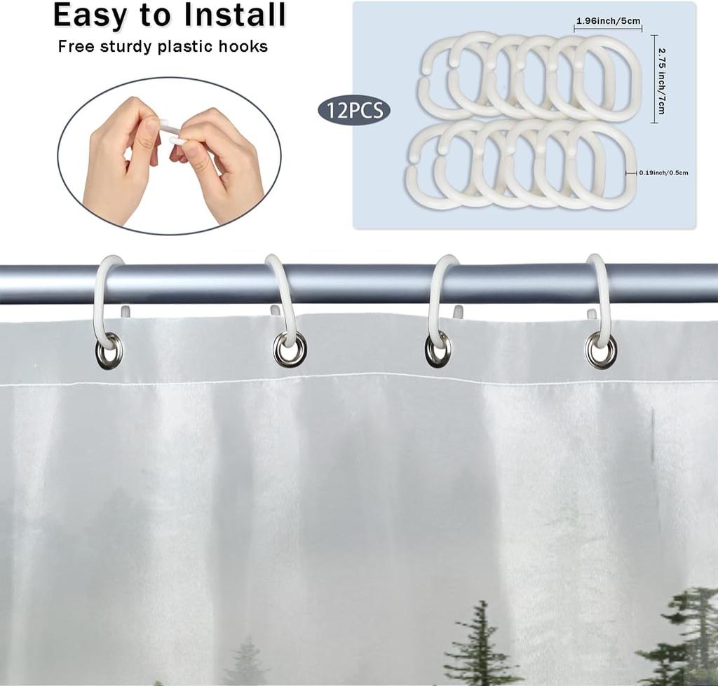 Pardick Shower Curtain, Forest Nature Tree Waterproof Shower Curtain Set with 12 Hooks, Polyester Fabric Shower Curtains for Bat
