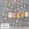 Embossed Tulip & Rainbow Nail Decals with Cute Rabbit & Flower Starburst