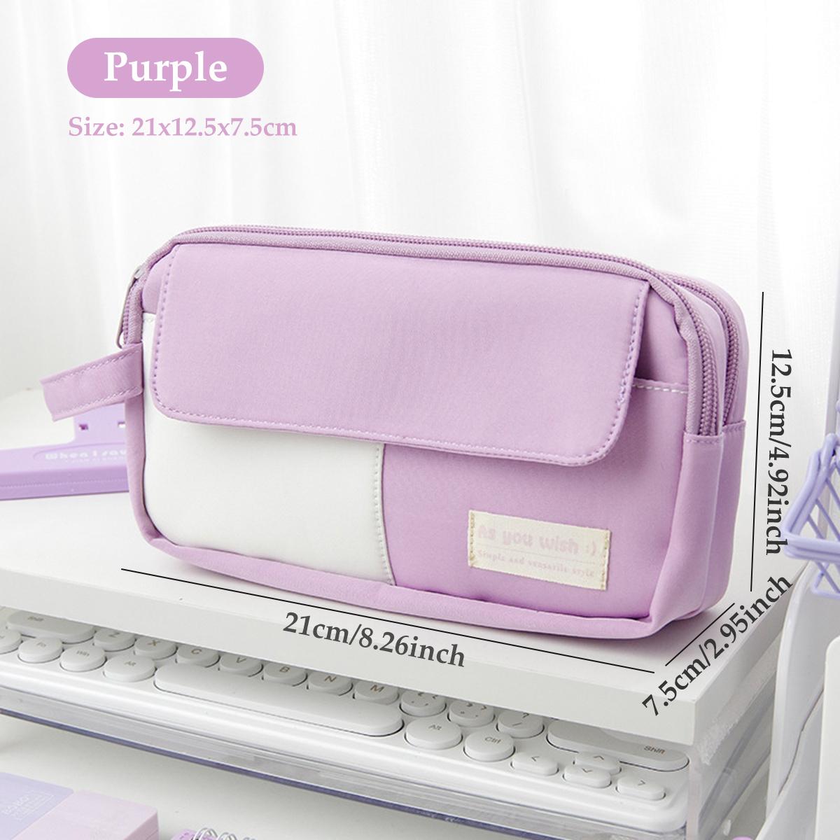 

Cartoon Panda Simple Large Capacity Pencil Bag Green/Black/Purple Double Compartment High School Student Stationery Bag Portable фиолетовый