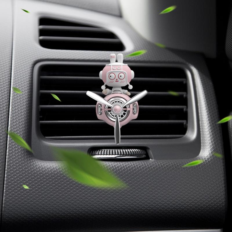 Cartoon Car Air Vent Freshener Bunny Pilot Shaking Head Scent Aromatherapy Diffuser Cartoon Automotive Air Outlet Fan Decoration China Mainland